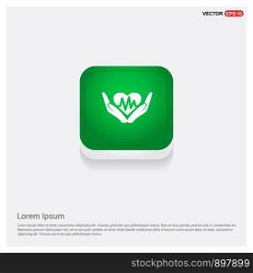 Heart ecg in hand iconGreen Web Button - Free vector icon