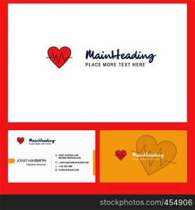 Heart ecg Logo design with Tagline & Front and Back Busienss Card Template. Vector Creative Design