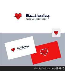 Heart ecg vector logotype with business card template. Elegant corporate identity. - Vector