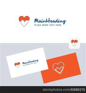 Heart ECG vector logotype with business card template. Elegant corporate identity. - Vector