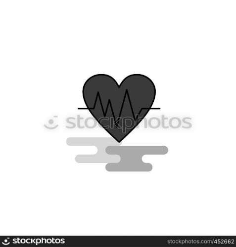 Heart ecg Web Icon. Flat Line Filled Gray Icon Vector