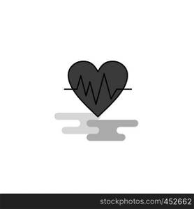 Heart ecg Web Icon. Flat Line Filled Gray Icon Vector