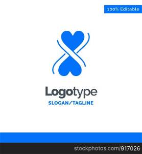 Heart, Eight, Typography Blue Business Logo Template