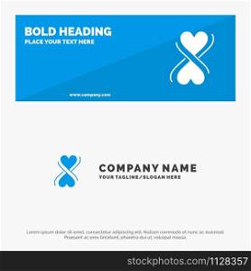 Heart, Eight, Typography SOlid Icon Website Banner and Business Logo Template