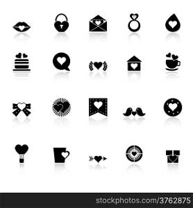 Heart element icons with reflect on white background, stock vector