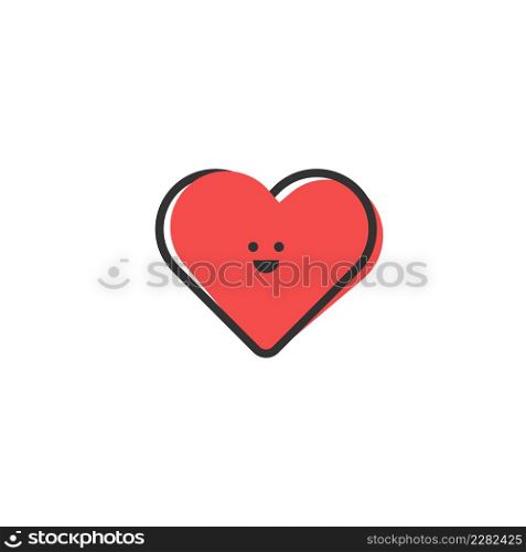 Heart emoji happy smiling face icon in flat style. Vector isolated illustration