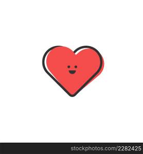 Heart emoji happy smiling face icon in flat style. Vector isolated illustration
