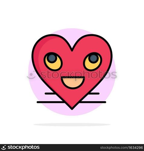 Heart, Emojis, Smiley, Face, Smile Abstract Circle Background Flat color Icon