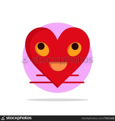 Heart, Emojis, Smiley, Face, Smile Abstract Circle Background Flat color Icon