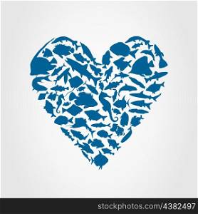 Heart fish. Heart consists of fishes. A vector illustration