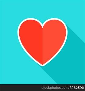 Heart flat icon. Red heart symbol. Vector illustration. Heart flat icon