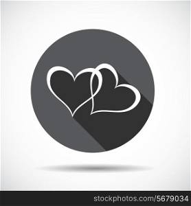 Heart Flat Icon with long Shadow. Vector Illustration. EPS10