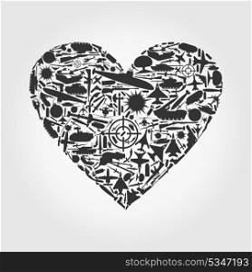 Heart from army subjects. A vector illustration