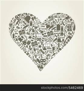Heart from art subjects. A vector illustration