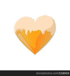 Heart from beer icon in cartoon style on a white background. Heart from beer icon, cartoon style