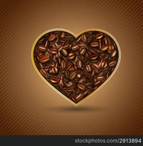 Heart from coffee beans