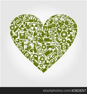 Heart from industry subjects. A vector illustration