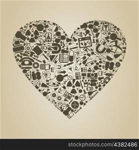 Heart from objects of science. A vector illustration