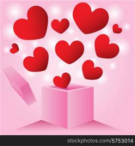 Heart from outside love box. Love concept. Vector illustration