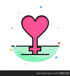 Heart, Gender, Symbol Abstract Flat Color Icon Template
