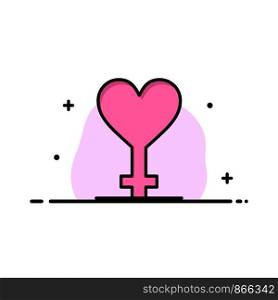 Heart, Gender, Symbol Business Flat Line Filled Icon Vector Banner Template