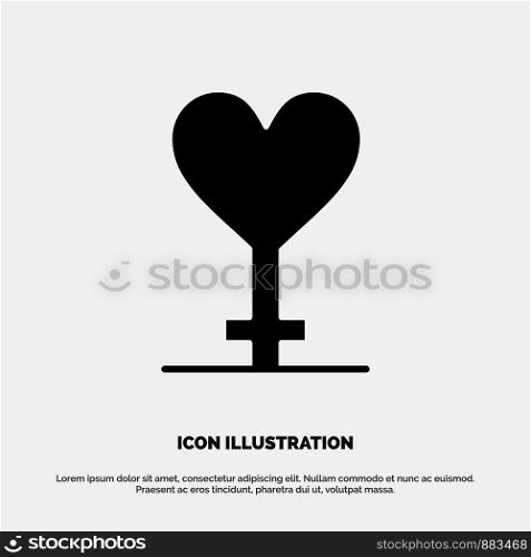 Heart, Gender, Symbol Solid Black Glyph Icon
