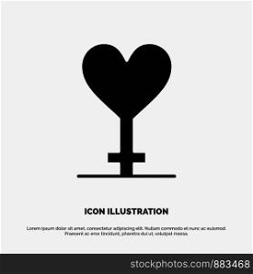 Heart, Gender, Symbol Solid Black Glyph Icon