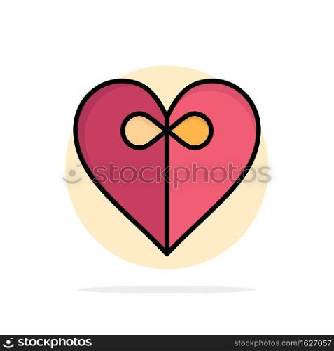 Heart, Gift, Ribbon Abstract Circle Background Flat color Icon