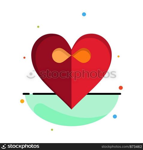 Heart, Gift, Ribbon Abstract Flat Color Icon Template