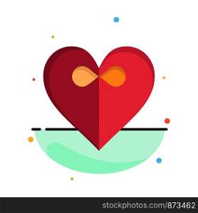 Heart, Gift, Ribbon Abstract Flat Color Icon Template