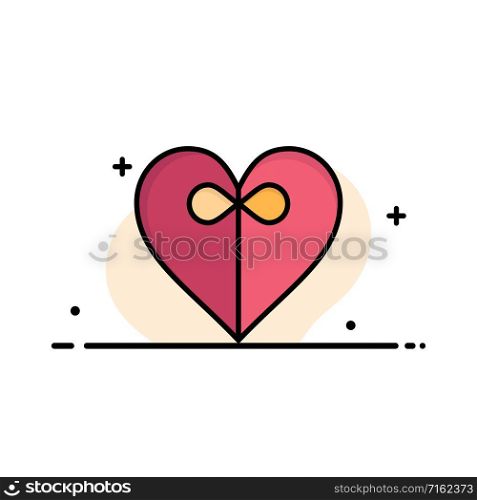 Heart, Gift, Ribbon Business Flat Line Filled Icon Vector Banner Template