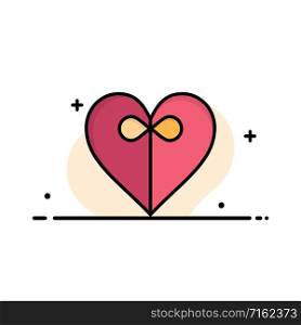 Heart, Gift, Ribbon Business Flat Line Filled Icon Vector Banner Template
