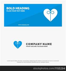 Heart, Gift, Ribbon SOlid Icon Website Banner and Business Logo Template