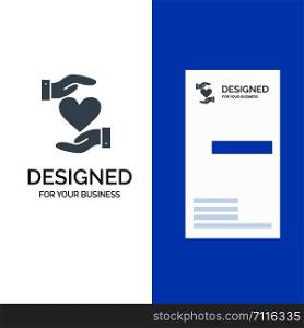 Heart, Give, Hand, Favorite, Love Grey Logo Design and Business Card Template