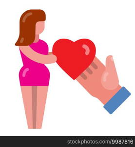 heart giving hand icon