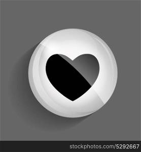 Heart Glossy Icon Vector Illustration on Gray Background. EPS10. Heart Glossy Icon Vector Illustration