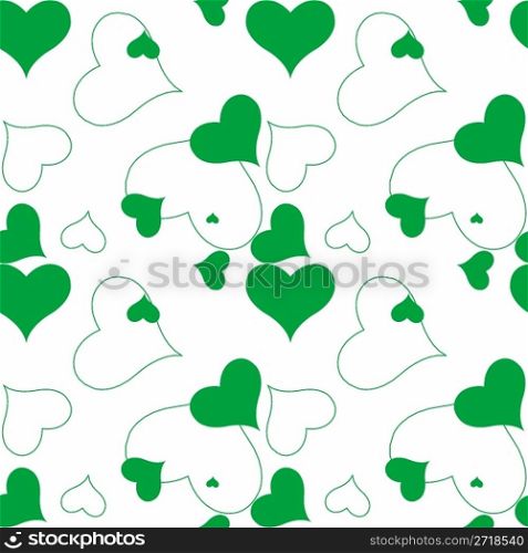 heart green pattern, vector art illustration