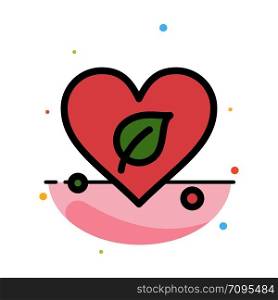 Heart, Green, World, Save Abstract Flat Color Icon Template
