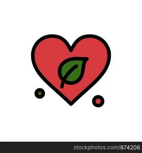 Heart, Green, World, Save Flat Color Icon. Vector icon banner Template