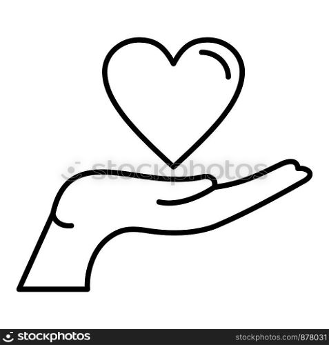 Heart hand icon. Outline heart hand vector icon for web design isolated on white background. Heart hand icon, outline style