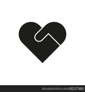 Heart hand icon simple design