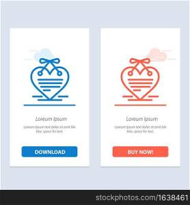 Heart, Hanging Heart, Calendar, Love Letter  Blue and Red Download and Buy Now web Widget Card Template