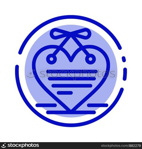 Heart, Hanging Heart, Calendar, Love Letter Blue Dotted Line Line Icon