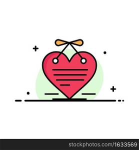 Heart, Hanging Heart, Calendar, Love Letter  Business Flat Line Filled Icon Vector Banner Template