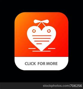 Heart, Hanging Heart, Calendar, Love Letter Mobile App Button. Android and IOS Glyph Version