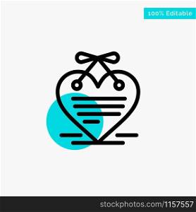Heart, Hanging Heart, Calendar, Love Letter turquoise highlight circle point Vector icon