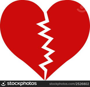 Heart Heartbreak, love parting, Red heartbreak broken divorce flat