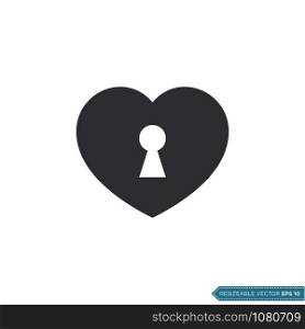 Heart Icon and Key Hole Vector Template Illustration Design