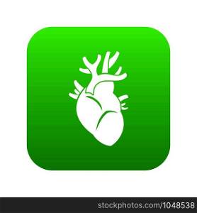 Heart icon digital green for any design isolated on white vector illustration. Heart icon digital green