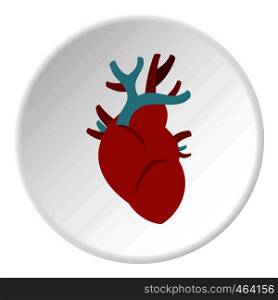 Heart icon in flat circle isolated vector illustration for web. Heart icon circle